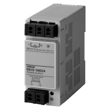 Omron S8VS-06024-F S8VS06024F OMRON Power supply, 60 W, 100-240 VAC , 24 VDC, 2.5 A , DIN , basic model